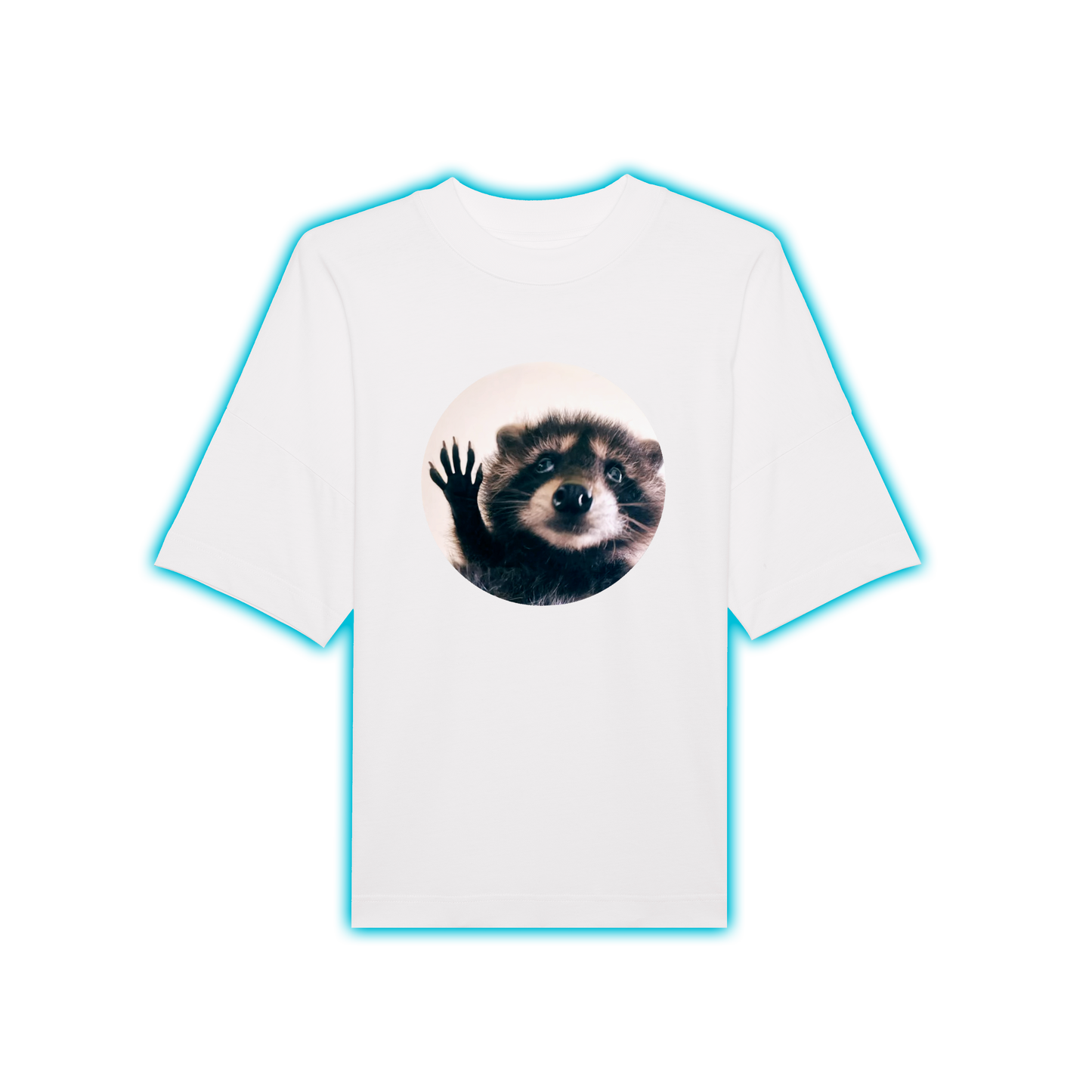 T-Shirt PEDRO THE RACCOON Oversized Uni-Sex Cut WHITE