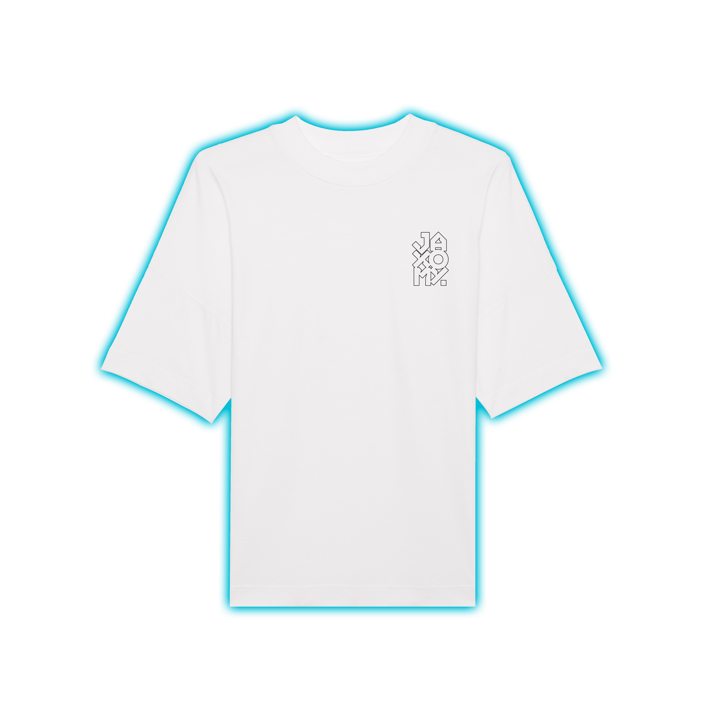 T-Shirt Jaxomy Blue Back Oversized Uni-Sex Cut WHITE